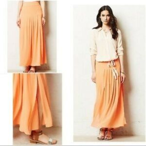 Anthropologie sherbet orange maxi skirt with slits